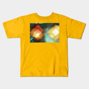 70s Orange Abstract Techno Triangles Kids T-Shirt